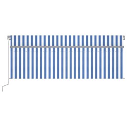 Auvent manuel rétractable avec store 4x3 m Bleu et blanc 