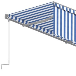 Auvent manuel rétractable avec store 4x3 m Bleu et blanc 