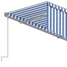 Auvent manuel rétractable avec store 4x3 m Bleu et blanc 