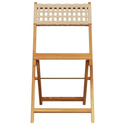 Ensemble à manger de jardin 5 pcs résine tressée et bois massif 