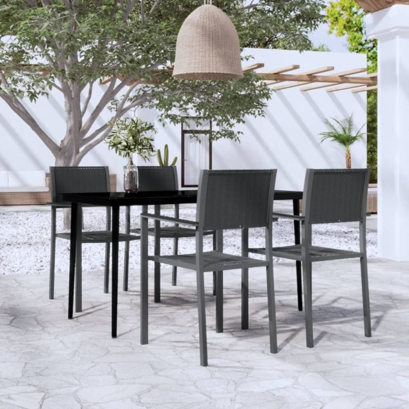Ensemble à manger de jardin 5 pcs Noir 