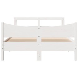 Cadre de lit avec tête de lit blanc 150x200 cm bois pin massif 