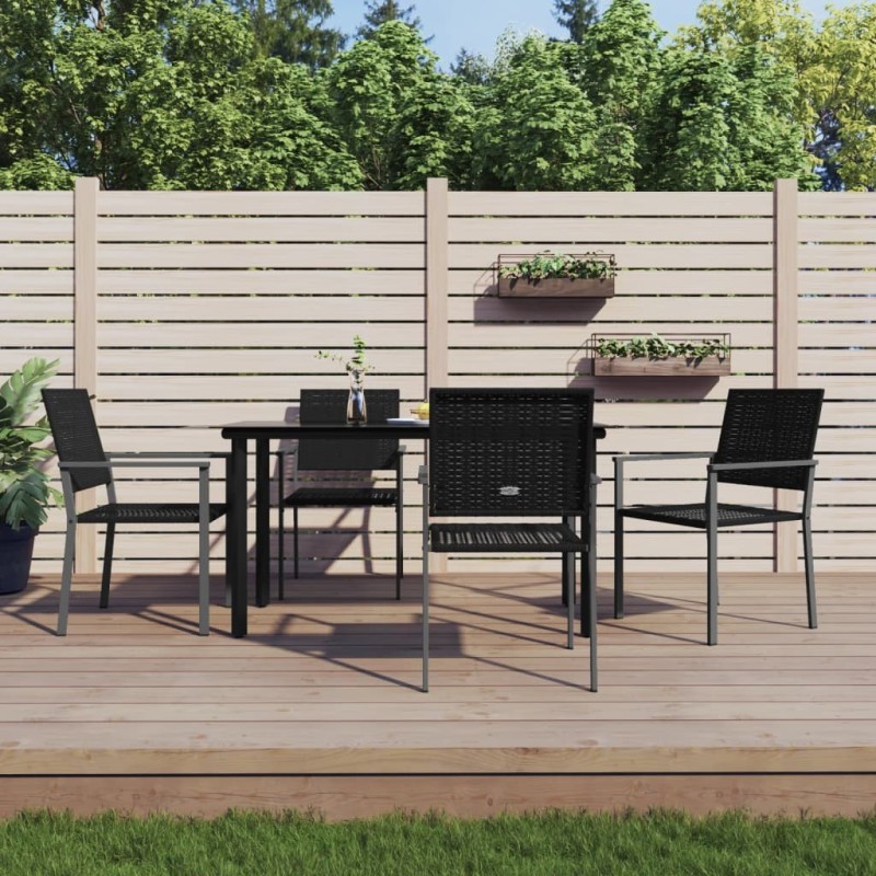 Ensemble à manger de jardin 5 pcs résine tressée acier 