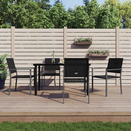 Ensemble à manger de jardin 5 pcs résine tressée acier 