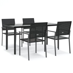 Ensemble à manger de jardin 5 pcs résine tressée acier 