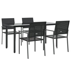 Ensemble à manger de jardin 5 pcs résine tressée acier 