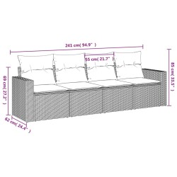 Salon de jardin 4 pcs avec coussins gris résine tressée 