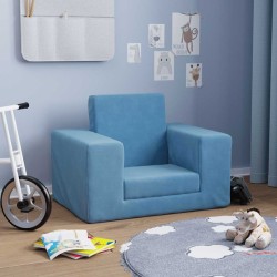 Canapé-lit pour enfants Bleu Peluche douce 