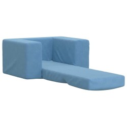 Canapé-lit pour enfants Bleu Peluche douce 