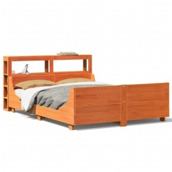 Cadre de lit sans matelas cire marron 160x200cm bois pin massif 