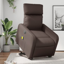 Fauteuil inclinable de massage électrique marron similicuir 