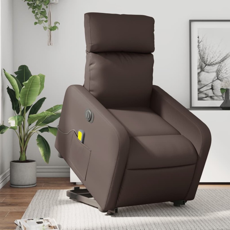 Fauteuil inclinable de massage électrique marron similicuir 