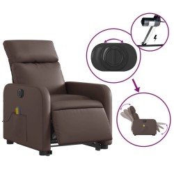 Fauteuil inclinable de massage électrique marron similicuir 