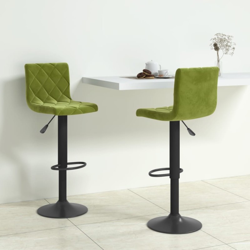 Tabourets de bar lot de 2 vert clair velours Tabourets de bar lot de 2 vert clair velours