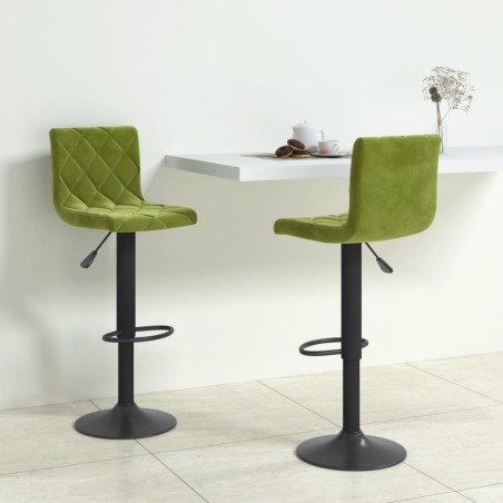 Tabourets de bar lot de 2 vert clair velours 