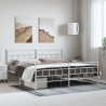 Cadre de lit métal sans matelas et pied de lit blanc 183x213 cm 