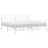 Cadre de lit métal sans matelas et pied de lit blanc 183x213 cm 
