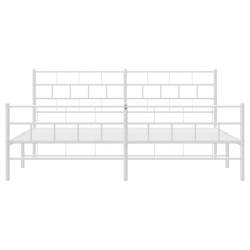 Cadre de lit métal sans matelas et pied de lit blanc 183x213 cm 
