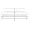 Cadre de lit métal sans matelas et pied de lit blanc 183x213 cm 