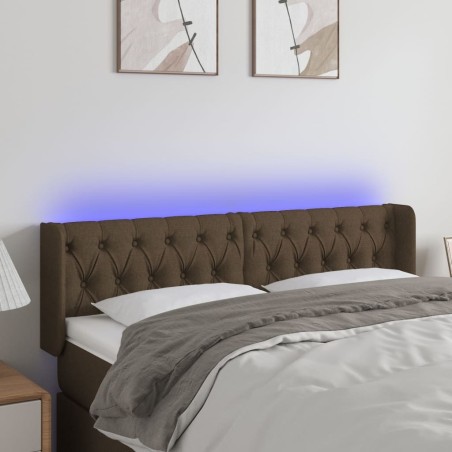 Tête de lit à LED Marron foncé 163x16x78/88 cm Tissu 