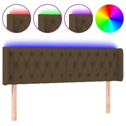 Tête de lit à LED Marron foncé 163x16x78/88 cm Tissu 