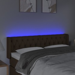 Tête de lit à LED Marron foncé 163x16x78/88 cm Tissu 