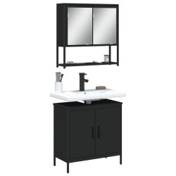 Ensemble de meubles salle de bain 2 pcs noir bois d'ingénierie 
