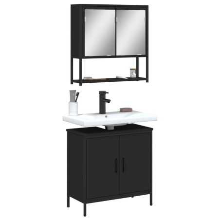 Ensemble de meubles salle de bain 2 pcs noir bois d'ingénierie 