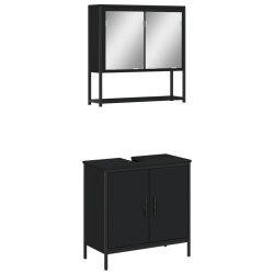 Ensemble de meubles salle de bain 2 pcs noir bois d'ingénierie 