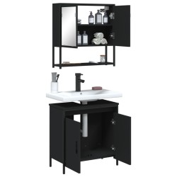 Ensemble de meubles salle de bain 2 pcs noir bois d'ingénierie 