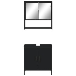 Ensemble de meubles salle de bain 2 pcs noir bois d'ingénierie 