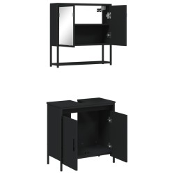 Ensemble de meubles salle de bain 2 pcs noir bois d'ingénierie 