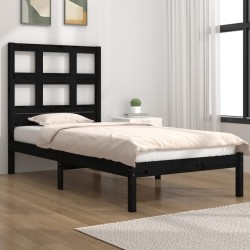 Cadre de lit sans matelas noir 75x190 cm bois massif 