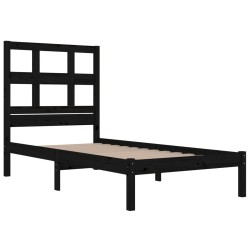 Cadre de lit sans matelas noir 75x190 cm bois massif 