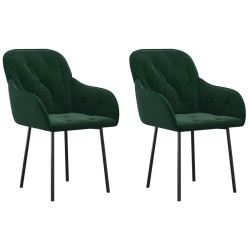 Chaises à manger lot de 2 Vert foncé Velours 