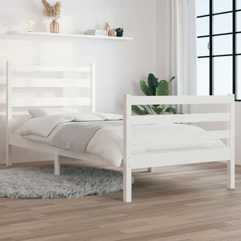 Cadre de lit sans matelas bois de pin massif 100x200 cm blanc 