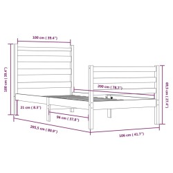 Cadre de lit sans matelas bois de pin massif 100x200 cm blanc 