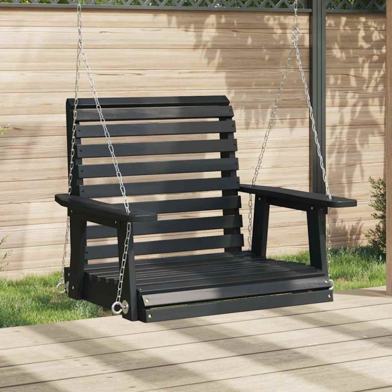 Chaise balançoire de jardin chaînes en métal bois massif sapin 