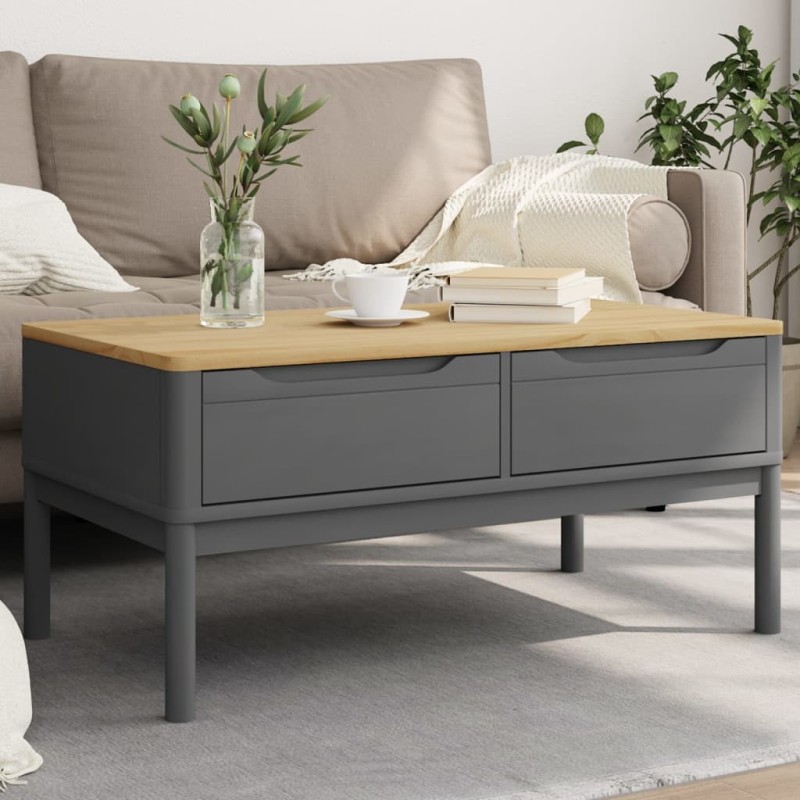 Table basse FLORO gris 99x55,5x45 cm bois massif de pin Table basse FLORO gris 99x55,5x45 cm bois massif de pin