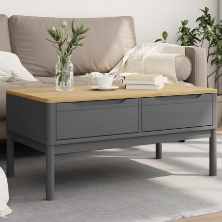 Table basse FLORO gris 99x55,5x45 cm bois massif de pin 