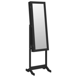 Armoire à bijoux miroir avec lumières LED sur pied noir 