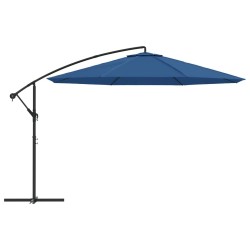 Parasol de jardin en porte-à-faux avec mât en aluminium bleu 