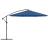 Parasol de jardin en porte-à-faux avec mât en aluminium bleu 