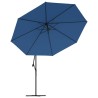 Parasol de jardin en porte-à-faux avec mât en aluminium bleu 