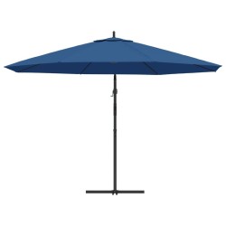 Parasol de jardin en porte-à-faux avec mât en aluminium bleu 