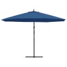 Parasol de jardin en porte-à-faux avec mât en aluminium bleu 