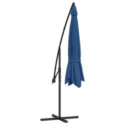 Parasol de jardin en porte-à-faux avec mât en aluminium bleu 