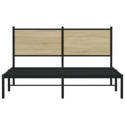 Cadre de lit en métal sans matelas chêne sonoma 150x200 cm 