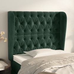 Tête de lit avec oreilles Vert foncé 93x23x118/128 cm Velours 