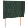 Tête de lit avec oreilles Vert foncé 93x23x118/128 cm Velours 